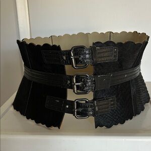 BCBGMaxAzria Black Corset Belt with Buckles